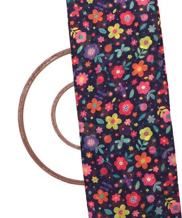 Dark Blue Colour Floral Print Digital Print Chiffon Fabric - Fabric Dekho
